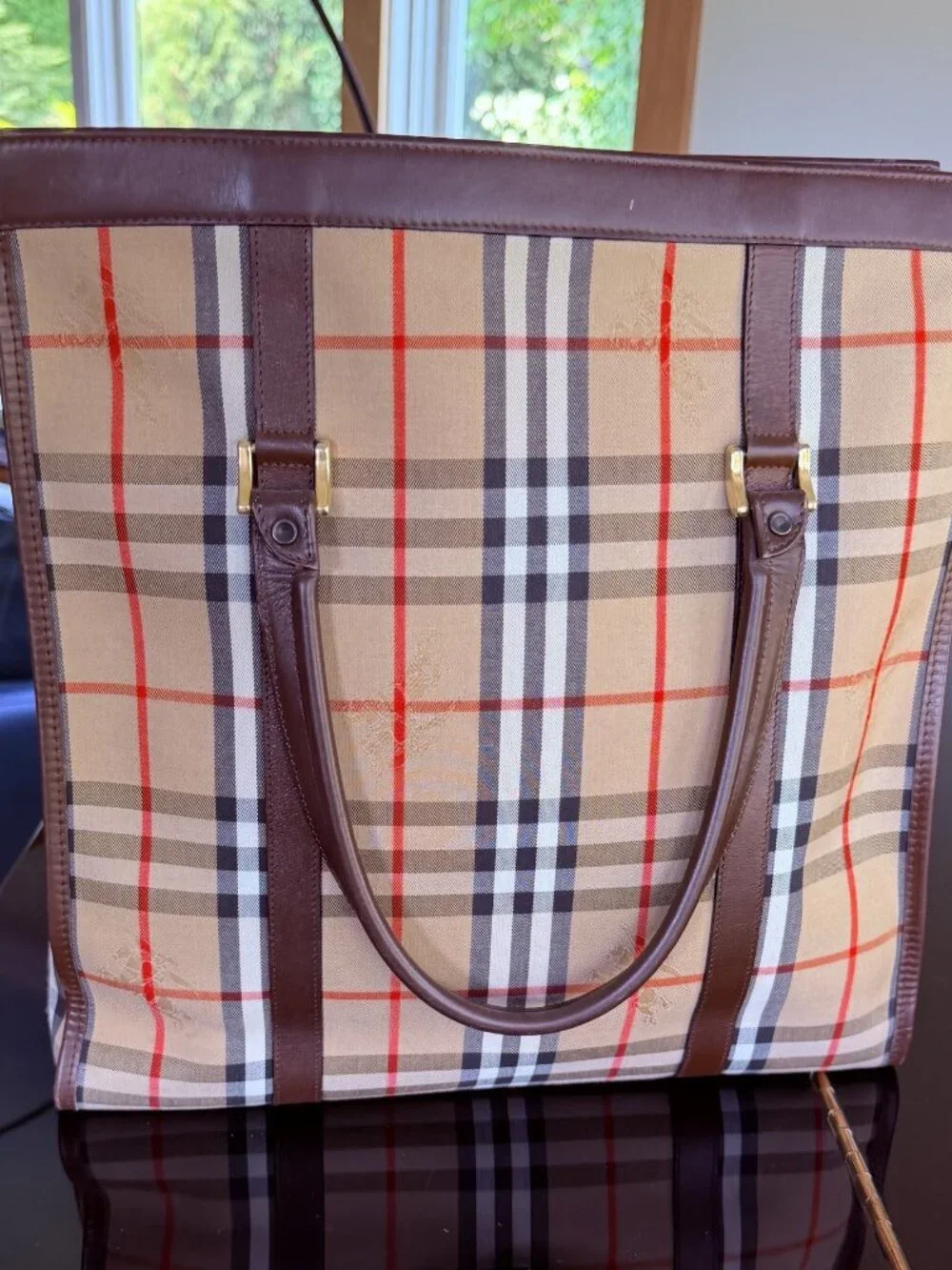 Vintage Burberry Authentic Haymarket Sac Plat Tote, Minor Wear, One Owner